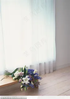 插花物语-窗帘下的一束百合花 插花物语-窗帘下的一束百合花