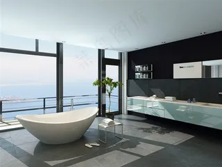 高档奢华浴室装修效果摄影大图