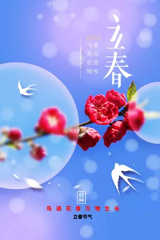 创意立春2月二月春天春季你好24二十四节气广告海报素材设计模板