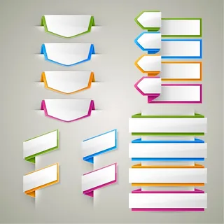 免抠彩色横幅标签