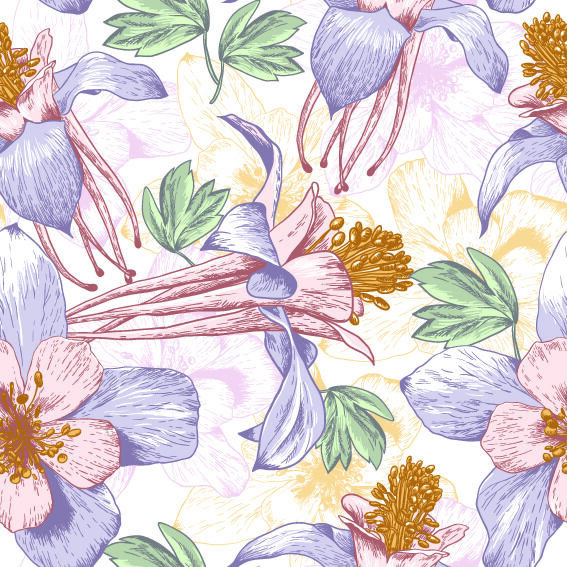 花卉唯美手绘花朵面料纹理手机壳布料面料印花服装矢量图案素材