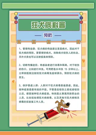 狂犬病的预防科普知识海报