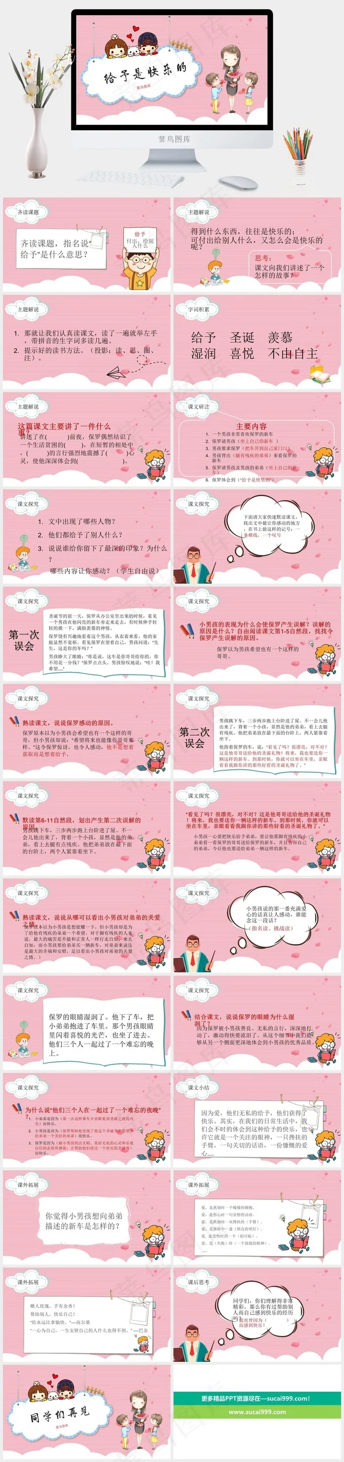 《给予是快乐的》课文主题教育教学课件PPT模板