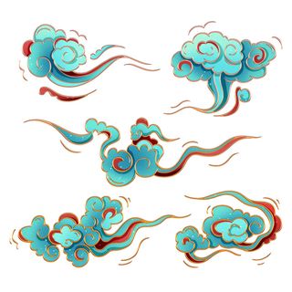 中国风中式国潮敦煌云纹祥云插画图案云朵云彩元素PSDAI设计素材