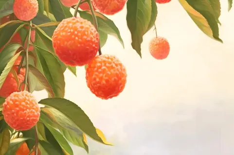 水果荔枝国风绘画 水果荔枝国风绘画