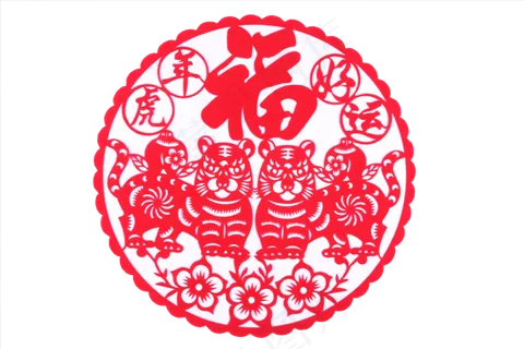 虎年好运福字红色窗花免扣 虎年好运福字红色窗花免扣