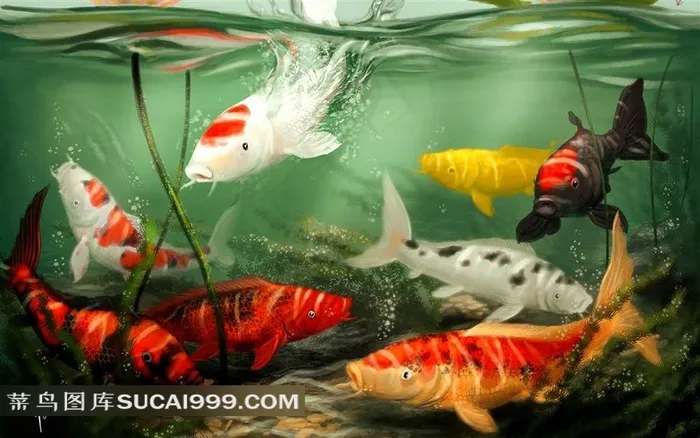 美丽的金鱼摄影素材
