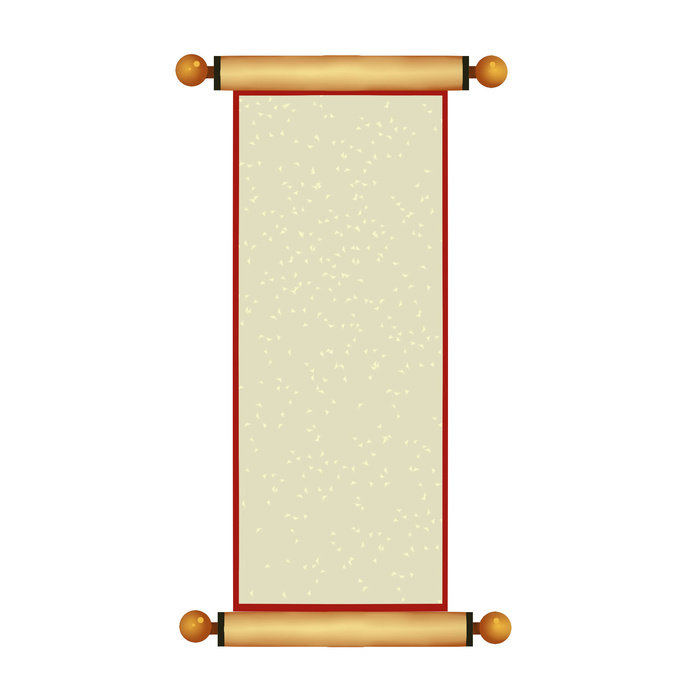 复古中国风卷轴元素手绘画轴文本标题框PSDAI素材模板png免扣图