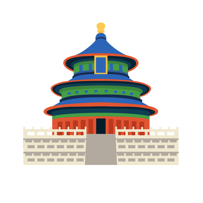 复古中国风国潮古建筑插画手绘高楼古塔AI素材亭子png免抠图