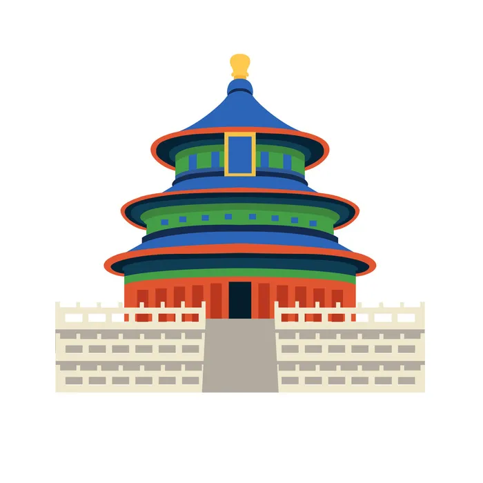 复古中国风国潮古建筑插画手绘高楼古塔AI素材亭子png免抠图ai矢量模版下载