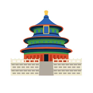 复古中国风国潮古建筑插画手绘高楼古塔AI素材亭子png免抠图