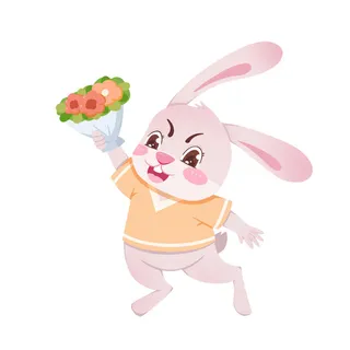 手绘2023兔年新年卡通兔子形象IP插画元素PSD设计素材png图案