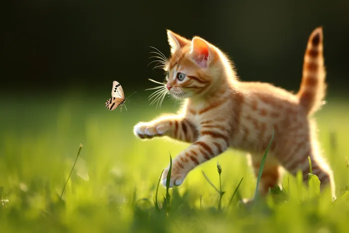 猫咪宠物草丛花丛摄影图(4032x2688)