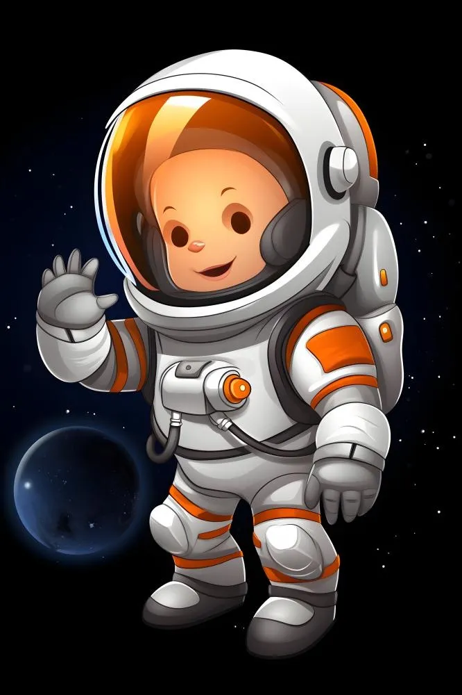 宇宙宇航员星空手绘插画海报背景素材(3584x5376)