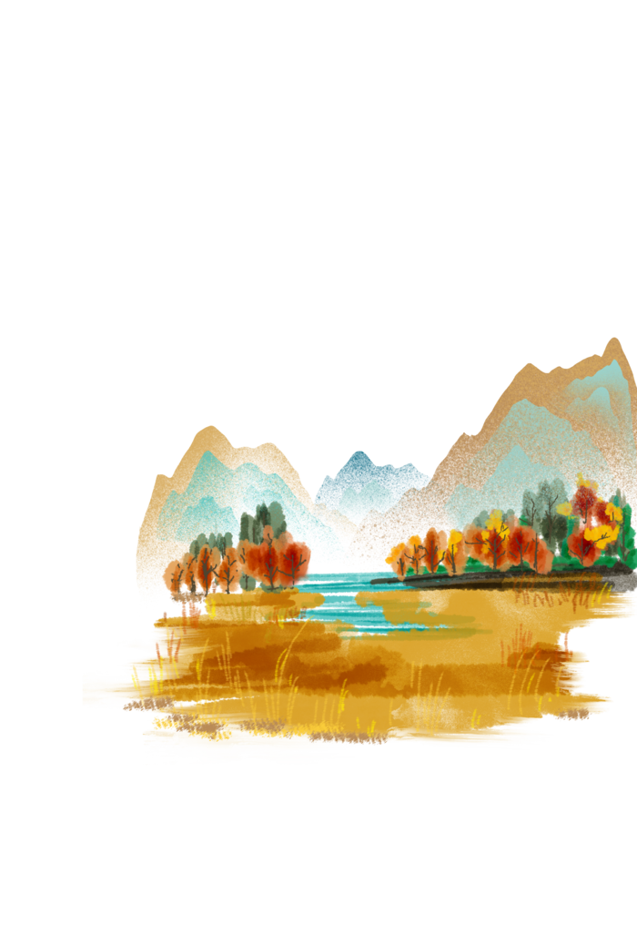 金黄秋季旅游山水户外元素
