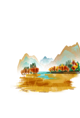 金黄秋季旅游山水户外元素