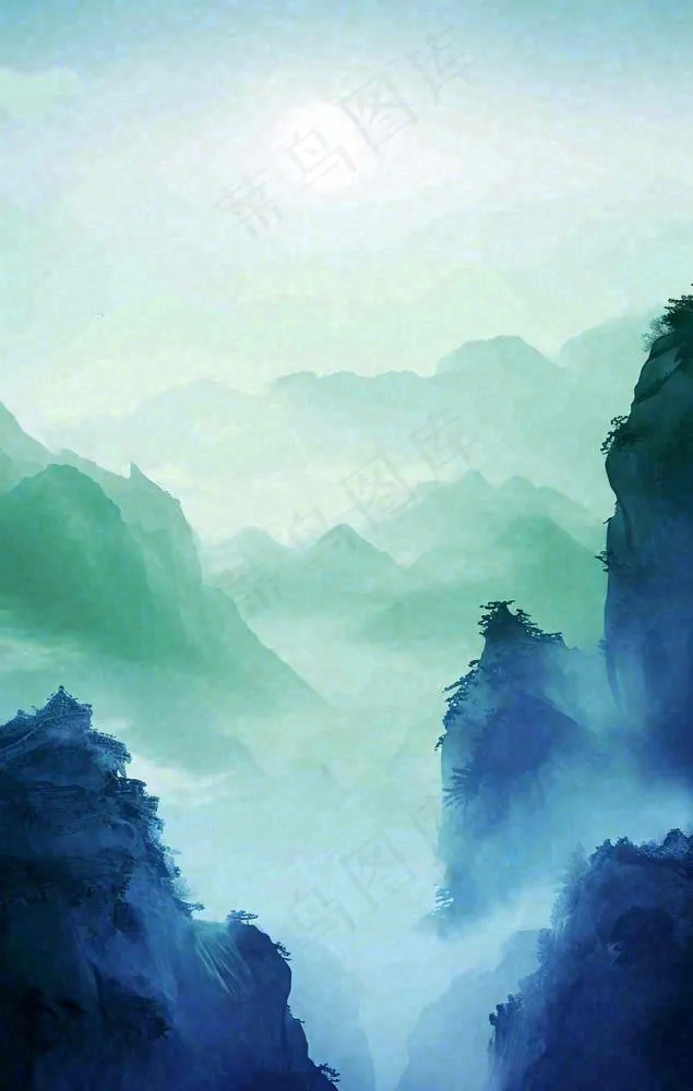 中国风云雾山脉河流湖面意境植物(864x1360)
