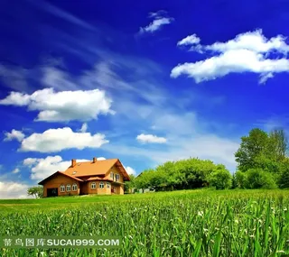 蓝天白云下得农场高清图片田园风光