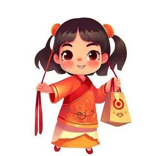 喜庆人物提灯笼红色新年春节祈福免抠