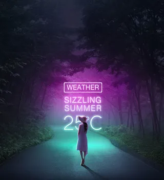 黑夜中的幻彩霓虹灯海报PSD分层素材