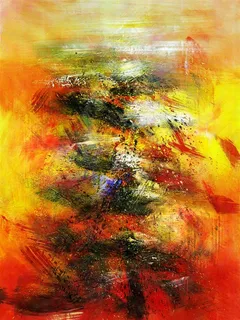 竖版玄关抽象油画