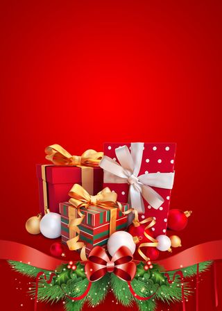 圣诞节礼盒红色背景