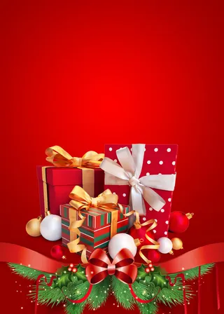圣诞节礼盒红色背景
