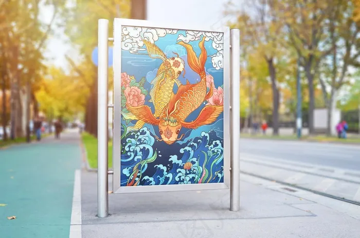 手绘山海经国朝插画海报psd模版下载