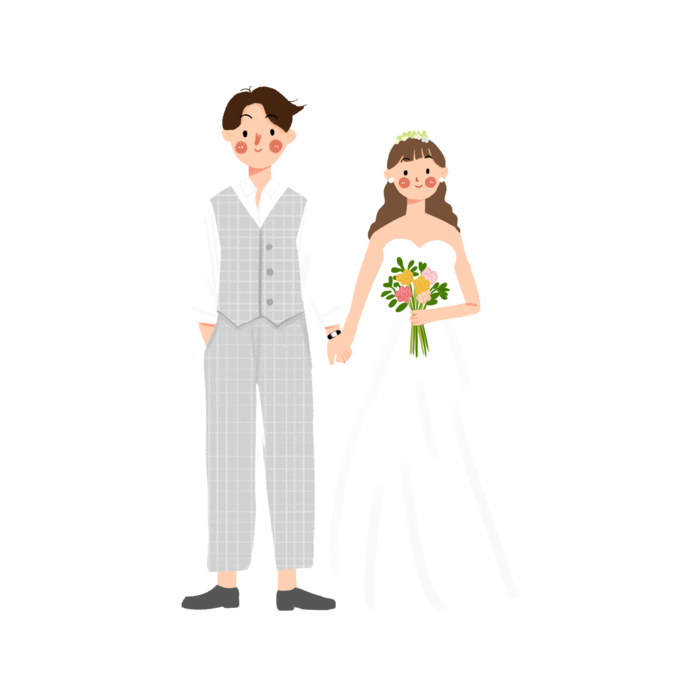 婚纱卡通人物婚礼白纱结婚婚纱摄影手绘