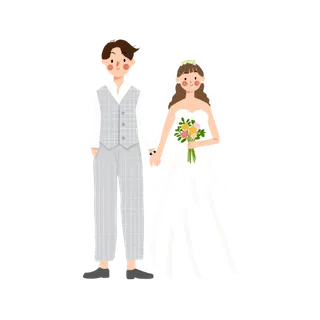 婚纱卡通人物婚礼白纱结婚婚纱摄影手绘