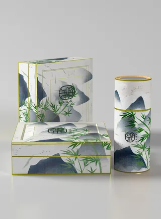 国风高档茶叶包装盒袋罐瓶LOGO标贴展示VI智能贴图样机PSD素材