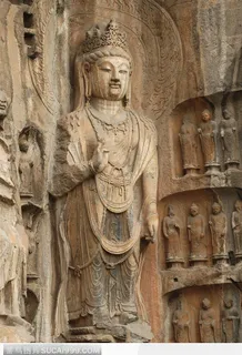 龙门石窟-奉先寺正壁左侧文殊菩萨 龙门石窟-奉先寺正壁左侧文殊菩萨