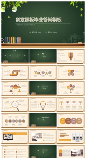 创意黑板毕业答辩ppt模板