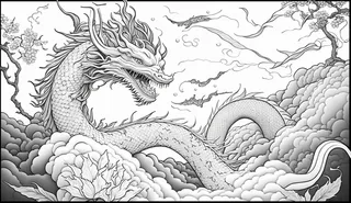 龙、生肖、节日、线条