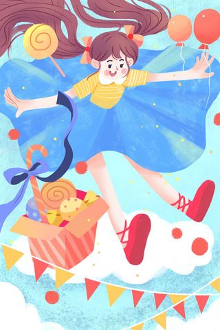 六一儿童节女孩开心PSD素材