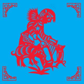 喂猪剪纸 剪纸风元素