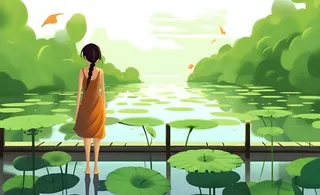 夏日池塘荷叶清凉背景