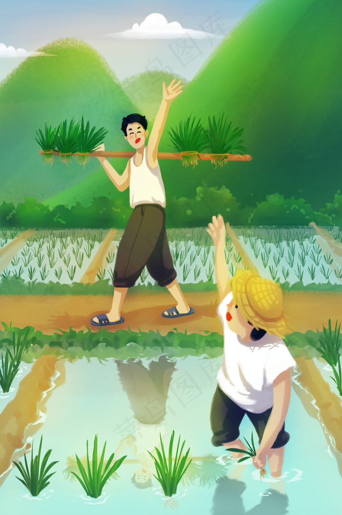 夏天插画 夏日海报图片psd模版下载