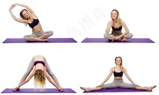 各种动作的瑜伽美女