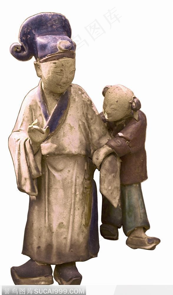 陈家祠陶塑-青年和孩子