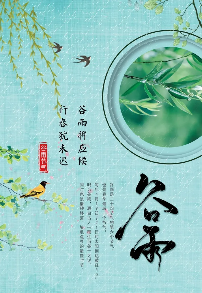 谷雨 谷雨海报psd模版下载