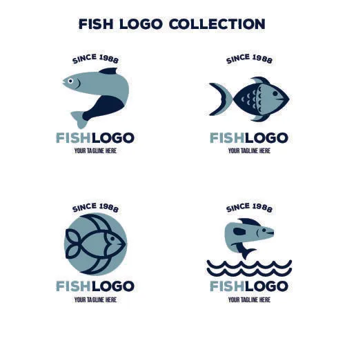 商务海洋鱼类海鲜图标LOGO标识标志标签水产图形AI矢量EPS素材图eps,ai矢量模版下载
