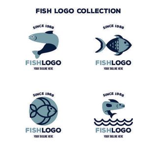 商务海洋鱼类海鲜图标LOGO标识标志标签水产图形AI矢量EPS素材图