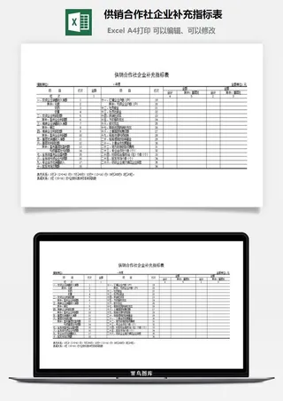 供销合作社企业补充指标表excel模板