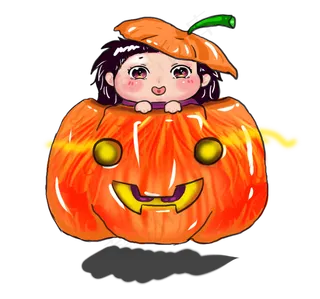 万圣节节日可爱卡通素材南瓜小女孩