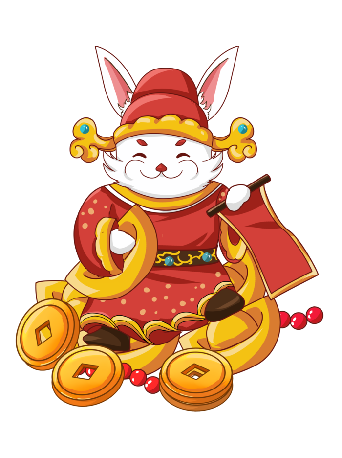 新年财神兔兔子财神元宝兔子免扣