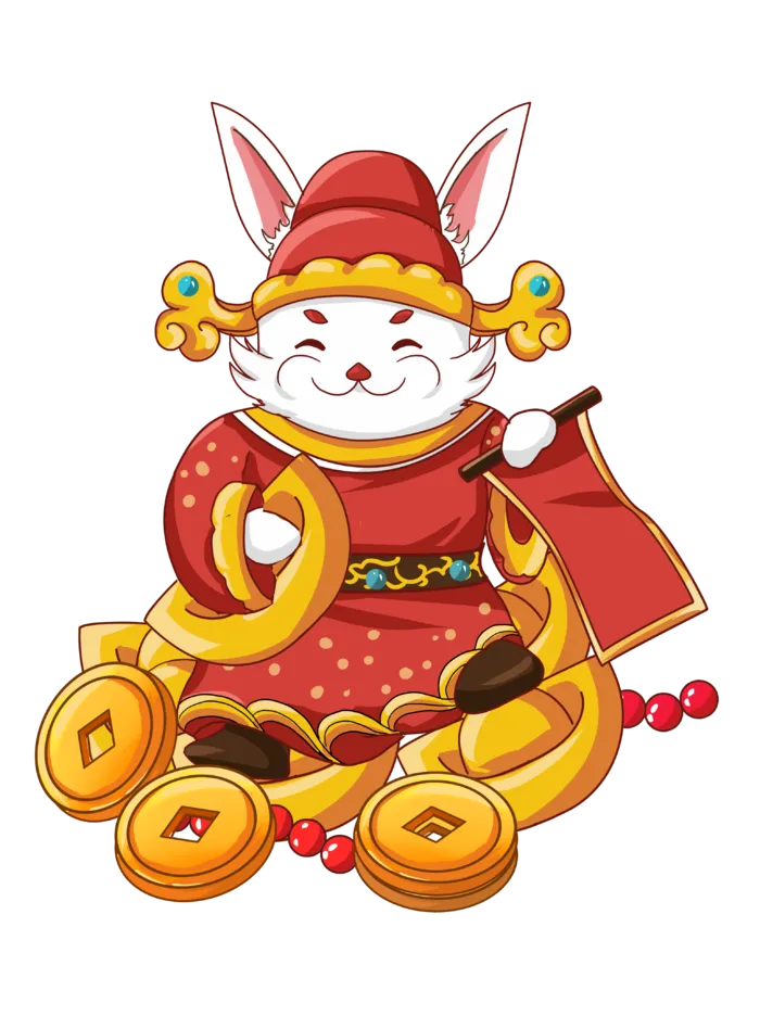 新年财神兔兔子财神元宝兔子免扣