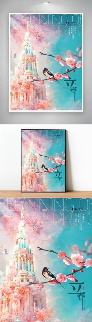 简洁立春节气海报图片