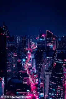 朋克风繁华城市的夜景高清图