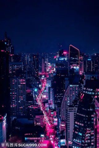 朋克风繁华城市的夜景高清图